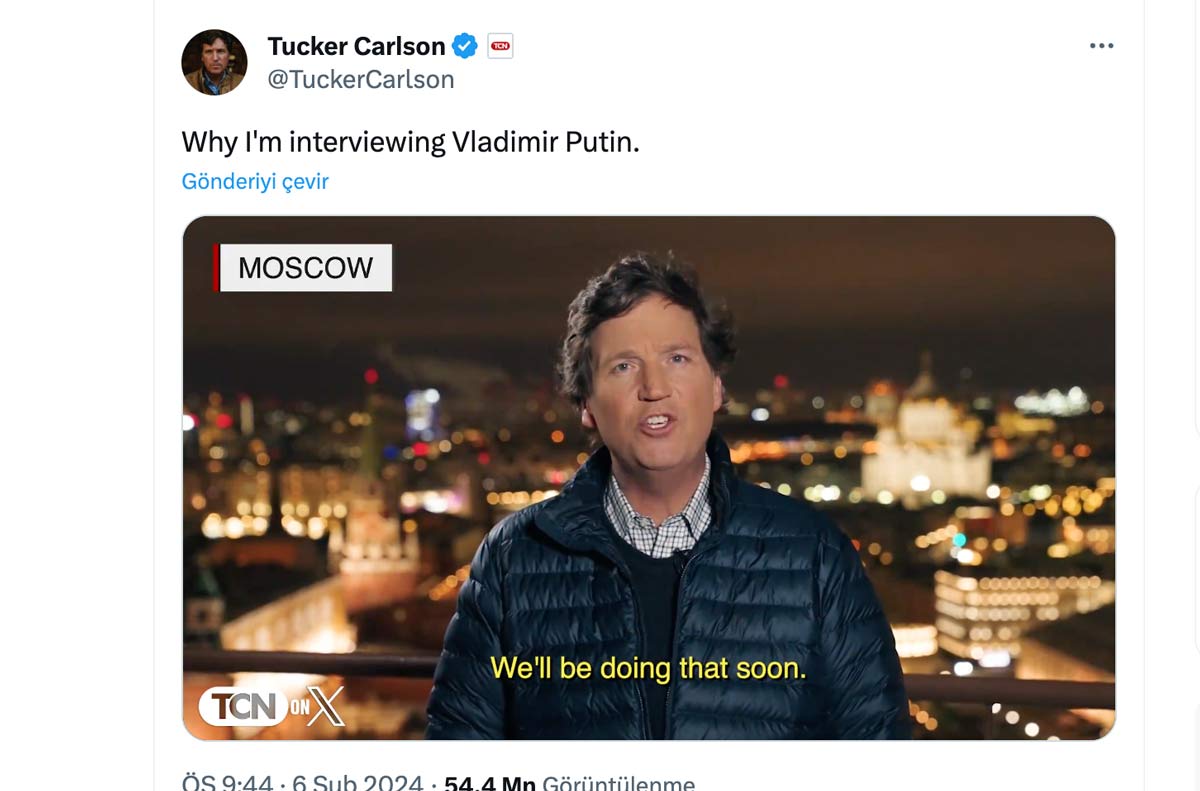Putin’in Carlson ile röportajının duyurusu 50 milyondan fazla izlendi