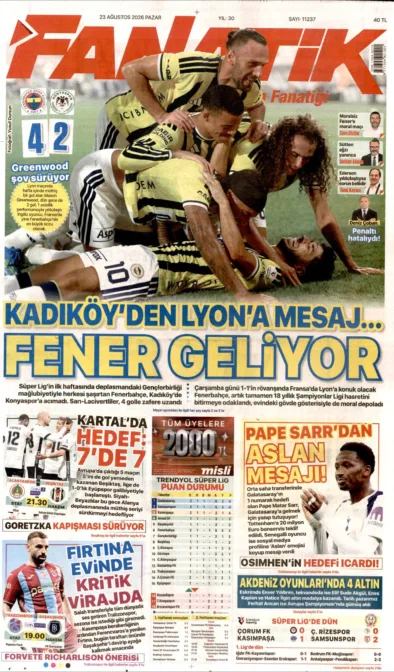 FANATİK güncel gazete kapağı