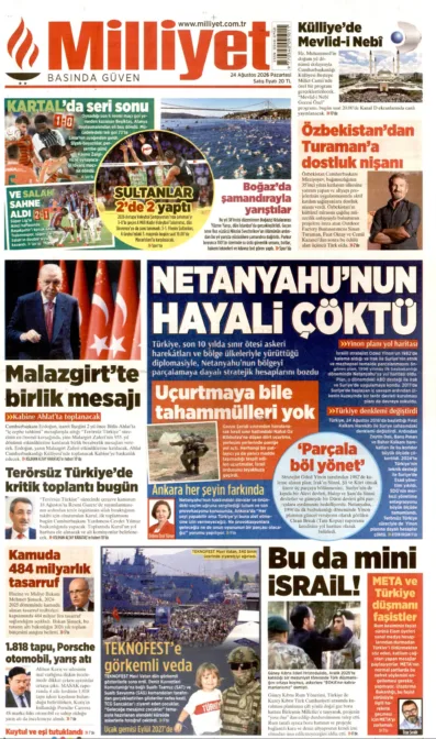 MİLLİYET güncel gazete kapağı