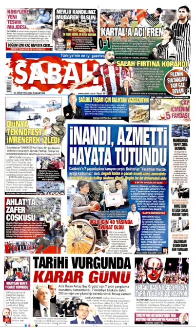 SABAH güncel gazete kapağı