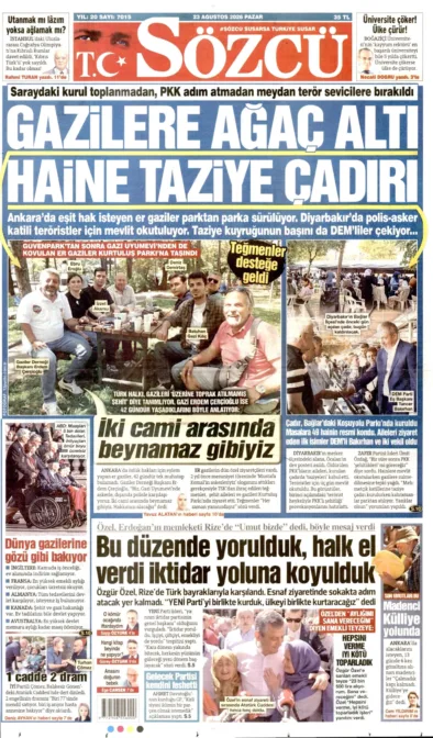 SÖZCÜ güncel gazete kapağı
