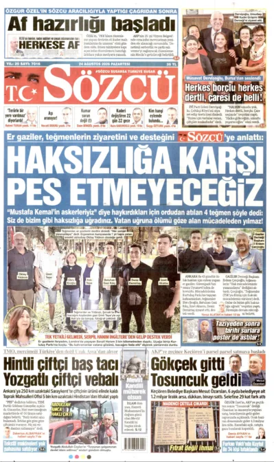 SÖZCÜ güncel gazete kapağı