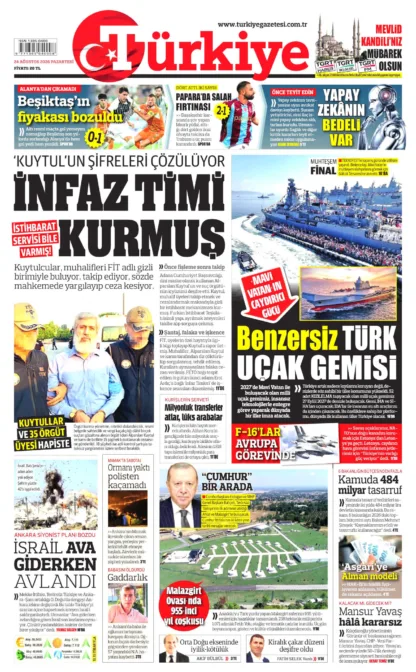 TÜRKİYE GAZETESİ güncel gazete kapağı