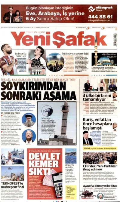 YENİ ŞAFAK güncel gazete kapağı